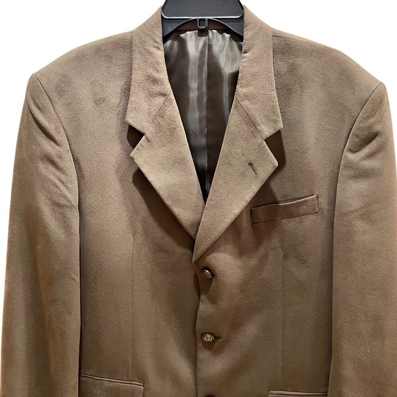 Georgio Giovanno Brown Ultra Suede Sport Coat 3 Button Front Sz 40R - Picture 2 of 9
